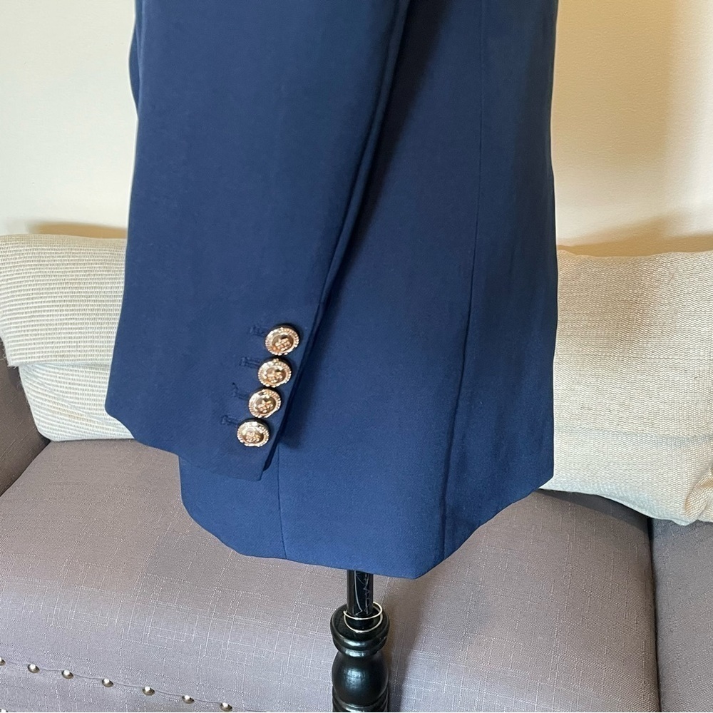 WALTER BAKER Boss Double Breasted Peak Lapel Blazer Navy Gold Buttons Blue Sz XS - Picture 7 of 10